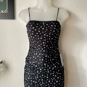 Black and White Floral Print Cami +Skirt set